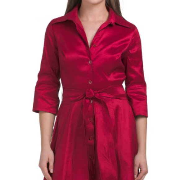 RENE BY RENE RUIZ Long Sleeve Taffeta Cocktail Shirt Dress - Picture 3 of 3